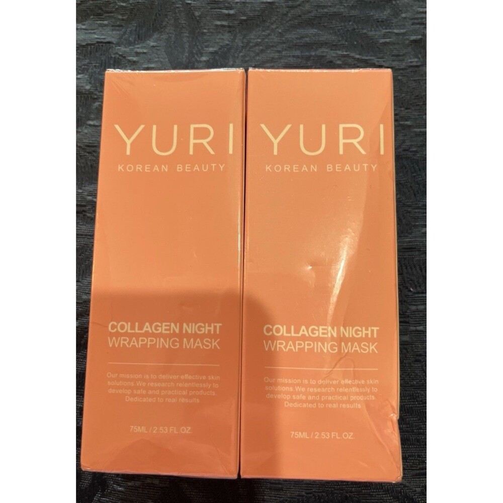 YURI Korean Beauty Collagen Night Wrapping Mask 75ml Lot of 2 Sealed Exp. 06/29